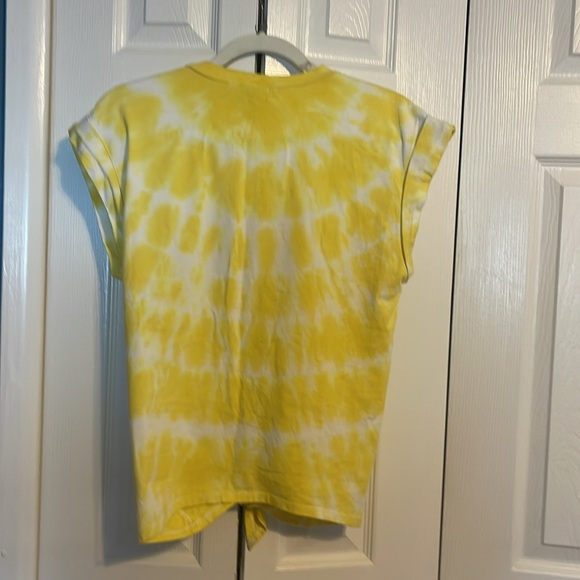 LINI Corrine twist front short sleeve tee in yellow and white size small NWT - Picture 9 of 10